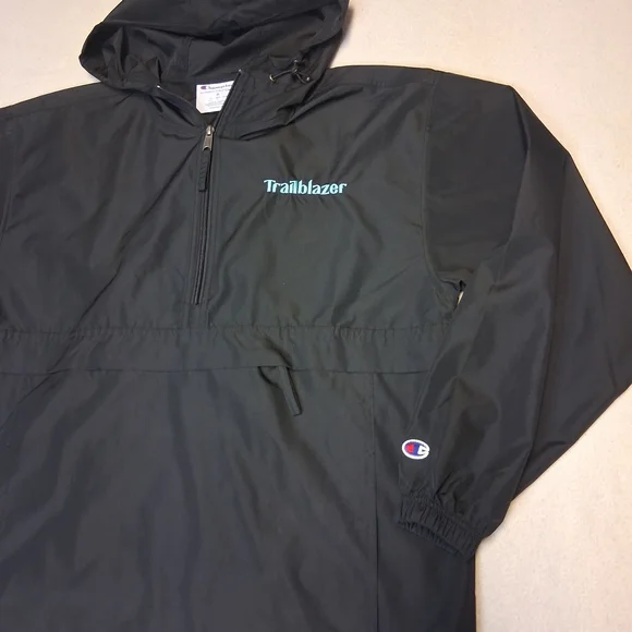 Champion Hooded Anorak Pullover - Black with Teal "Trailblazer" - Picture 2 of 9